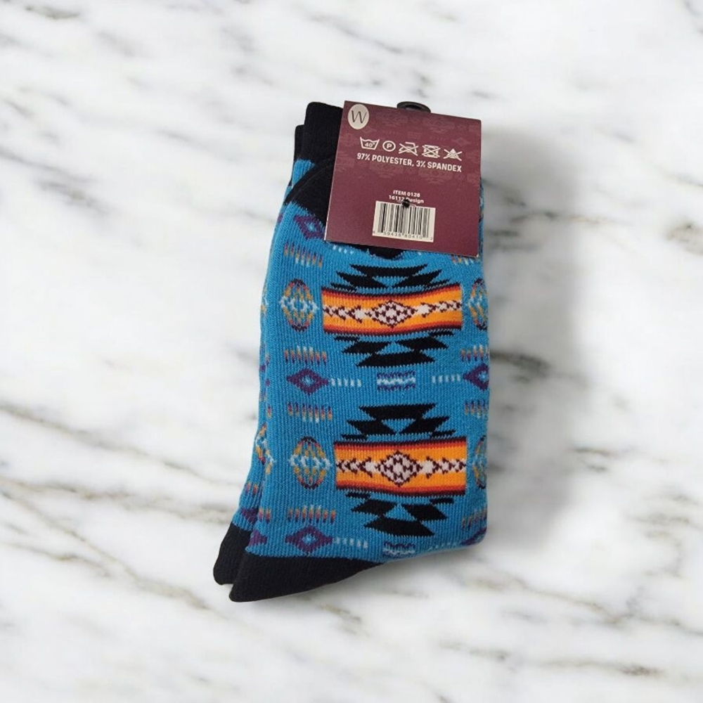 Women's Blue Patterned Socks - Picture 2 of 2